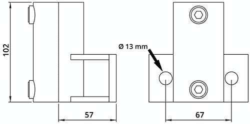 Fenau | Support mural/support de plafond, horizontal, Ø 33,7 mm, fonte malléable, galvanisé à chaud, incl. vis, bride de raccordement de tube