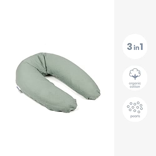 doomoo Coussin de Grossesse & Coussin Allaitement Comfy Big Tetra Green - Ultra Confort pour Dormir Pendant la Grossesse - Soulage Dos, Jambes et Ventre - Housse 100% Bio & Certifié Oeko-TEX, Vert