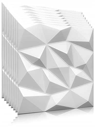 DECCART - Panneau Mural Decoratif 3D | Revetement mural | Panneaux Muraux | Polystyrène PSE | 50x50 cm Brylant 2 m2, 8 pièces, blanc