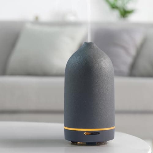 JESMAY Diffuseur d'arômes pour huiles essentielles - 120 ML - Diffuseur à ultrasons de qualité supérieure - en céramique - avec LED sans BPA - pour Chambre à Coucher, Bureau, Spa - Gris