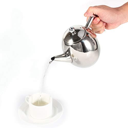 Yunxwd Théière en acier inoxydable, 1L Durable Théière En Acier Inoxydable Grande Capacité Épaissie Fond Plat Café Thé Récipient D'eau avec Filtre