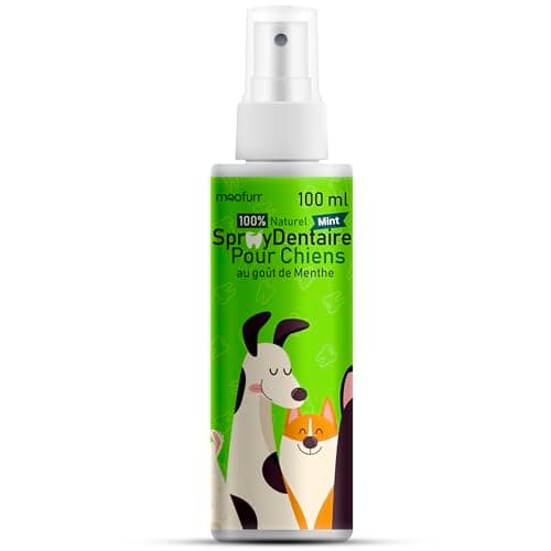 Moofurr Dentifrice Chien Spray 100ml - pour Le Detartrage Dentaire des Chiens, Anti-Tartre Dentaire, Rafraichissant pour la Mauvaise Haleine du Chien - Hygiene et Sante Naturelle du Chien a la Menthe