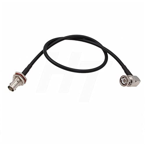 HangTon Câble coaxial 6G SDI RF 50 Ohm BNC mâle à angle droit vers BNC femelle, double blindage à faible perte RG223 pour caméra moniteur vidéo antenne GPS radio (1)