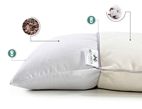NATURECA Oreiller Sarrasin Bio 40x80, Oreiller Ferme de taie Coton matelassée, Oreillers ergonomiques pour la Nuque, Oreiller orthopédique Anti Douleur, décontracter Les Muscles