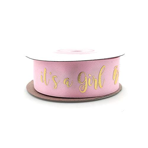 OLILLY - Ruban Rose en Satin pour Baby Shower - It's a Girl - Décoration de votre Fête Prénatale (It's a Girl 22mm)