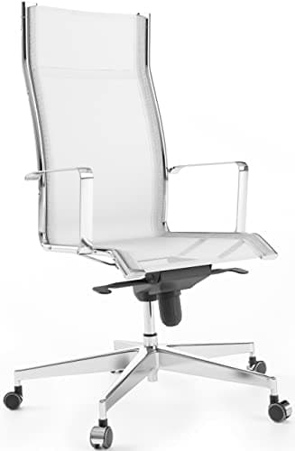 Bossberg BB70 Chaise de Bureau Ergonomique Blanche - Fauteuil Bureau Ergonomique avec Chaise avec Accoudoirs - Chaise Pivotante Design Italien