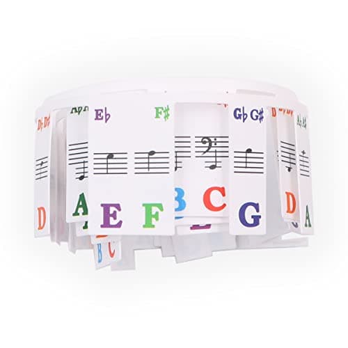 ANCLLO Étiquettes de Note de Clavier de Piano Amovibles Étiquette de Lettre de Notes de Musique de Touche de Piano sans Autocollants pour 61 Touches Pleine Taille Livré avec boîte