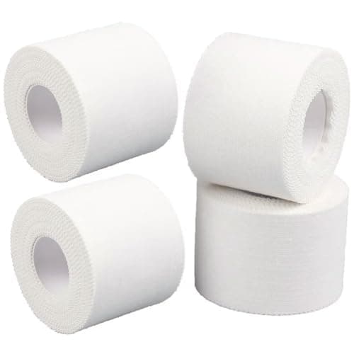 4 volumes. chaque volume Sport Tape 3,8 cm x 10 m Sport Tape Classic blanc Bande non élastique,Imperméable et douce pour la peau en coton (Blanc ruban adhésif)