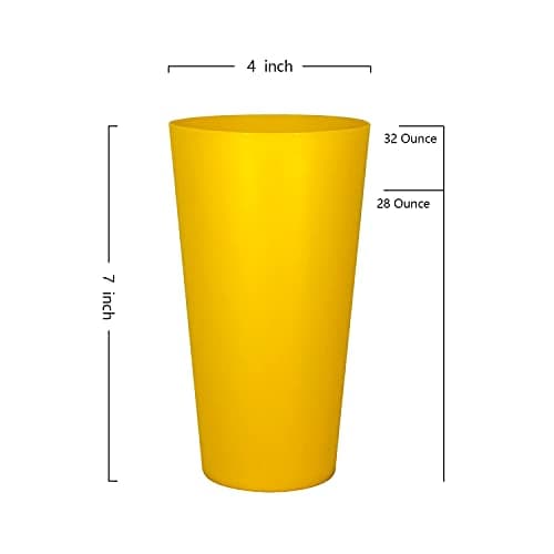 Yalin Lot de 12 grands verres en plastique incassables, passent au lave-vaisselle, sans BPA, 946 ml, 6 couleurs assorties