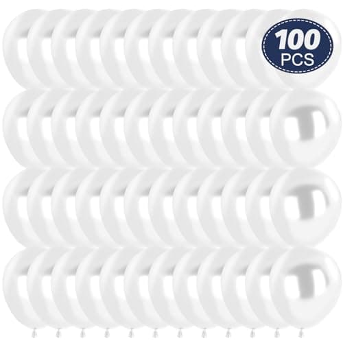 hpnparty Ballon Blanc 100 Pièces - 12" 30 cm -Latex Naturel - Mat Ballon Blanc | Ballon Gonflable Hélium | Décoration pour Anniversaire, Baptême, Fete
