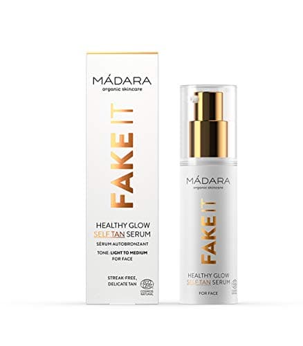 MÁDARA Organic Skincare | Sérum autobronzant visage Fake It Healthy Glow - 30 ml, à l'huile de pépins de framboise, au beurre de karité, à l'acide hyaluronique multimoléculaire