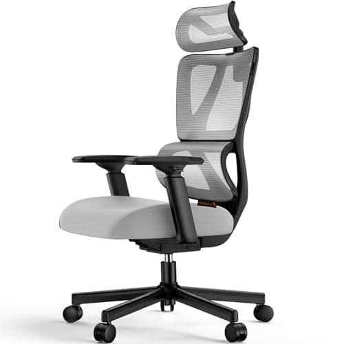 ProtoArc EC100 Chaise de Bureau Ergonomique - Chaise Gaming avec Un Coussin à Ressorts Plus épais de 10 CM, Soutien Lombaire, Accoudoirs et Appui-tête Réglables - Gris