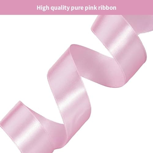 Ruban Satin Rose 25mm, 66m Ruban Décoratif pour Présents, Double Face Ruban Satin Polyester Mariage pour Artisanat DIY, Décorations Saint-Valentin Mariage Anniversaire(22 m/Rouleau)