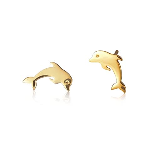 Namana Boucles d'Oreilles Or en Dauphins en Argent 925 Plaque Or, Boucles d'Oreilles Dauphin pour Femme, Enfant et Jeune Fille en Motif de Dauphin, Bijoux Or pour Femme avec Ecrin Cadeau