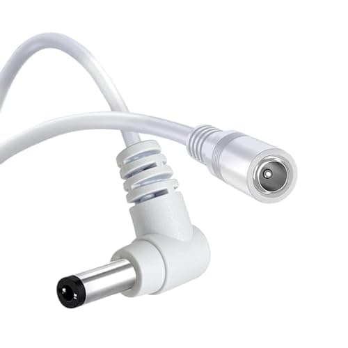 Câble d'Extension DC Tonton 12V de 3 Mètres, Cordon d'alimentation 5,5mm x 2,1mm, Connecteur en L à 90 Degrés, pour Caméras de Surveillance, DVR, NVR, Bande LED Blanc 3M (2 Pièces)
