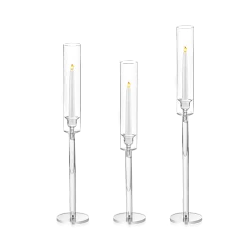 Lot de 3 bougeoirs coniques pour centre de table, bougeoirs en acrylique pour bougies coniques, bougeoirs transparents pour mariage, fête de Noël, événement, décoration de table à la maison