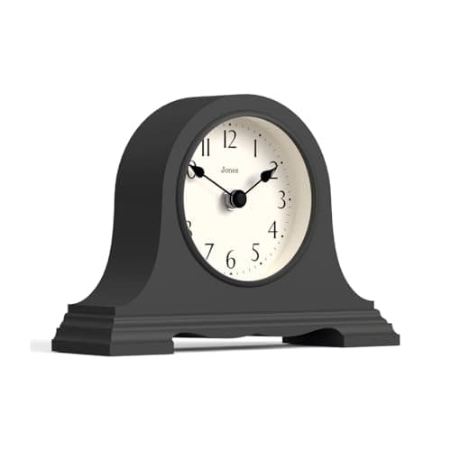 JONES CLOCKS® Speakeasy Horloge de cheminée | Classique Design à Chapeau de Napoléon | Gris foncé | Style Classique Contemporain pour Bureau, Table, étagère ou Table de Chevet