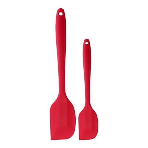 ANGGREK Silicone Spatula Set Long Handle Silicone Scraper for Butter Cake Cooking Tool Kitchenware, Non Stick (Red)