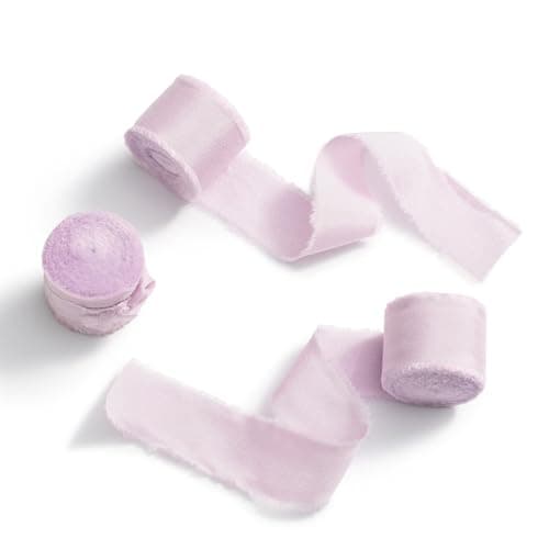 Ruban Cadeau Ruban Mousseline Mauve, 2.5cm x 6.4m Ruban de Décoration, MORSUNBELA Ruban de Noeud, Décoration Ruban Tissu pour Mariage fête Valentin Anniversaire Cadeaux - 3 rouleaux
