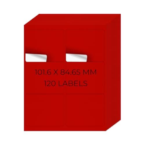 YIKIADA Lot de 20 feuilles d'étiquettes d'adresse autocollantes en vinyle pour imprimante laser et jet d'encre - Rouge - 101,6 x 84,7 mm