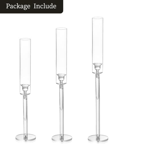 Lot de 3 bougeoirs coniques pour centre de table, bougeoirs en acrylique pour bougies coniques, bougeoirs transparents pour mariage, fête de Noël, événement, décoration de table à la maison