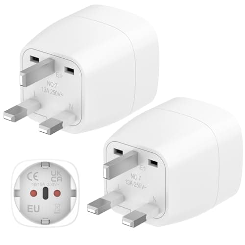 Clomnpe 2 Pièces Adaptateur Prise Anglaise, Adaptateur de Voyage France/Europe ver UK,Francaise FR 2 Broches vers GB 3 Broches pour Irlande, Angleterre, Ecosse,Dubaï, Adaptateur Type G
