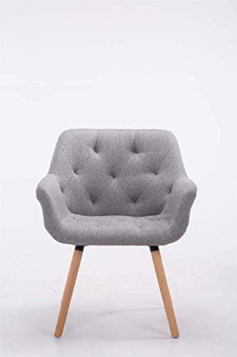 CLP Chaise de Salle à Manger Cassidy Revêtement Tissu I Pieds en Bois Chaise Design Scandinave avec Dossier et Accoudoir - Charge Max.150 kg I, Couleur:Gris, Couleur du Cadre:Natura