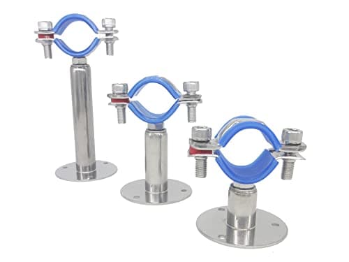 Lot de 2 supports muraux en acier inoxydable - Support de plafond - Supports de tuyau réglables - Colliers de serrage pour tuyaux de diamètre extérieur de 45 mm à 48 mm