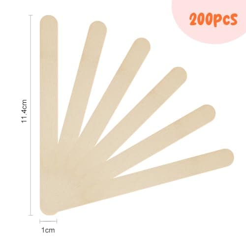 Lot de 200 bâtonnets de glace en bois, spatules en bois, baguettes en bois, bâtonnets en bois, bâtonnets de glace en bois pour travaux manuels, spatules en bois, manche en bois, bâtonnets de glace en