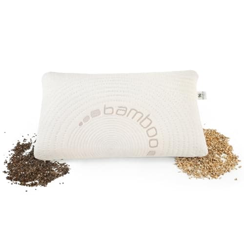 NATURECA Oreiller Sarrasin Bio et Balle d’épeautre, Oreiller Ergonomique Cervical - taie Oreiller 40x60, Oreiller orthopédique Anti Douleur, Oreiller Ferme de Taie Bambou