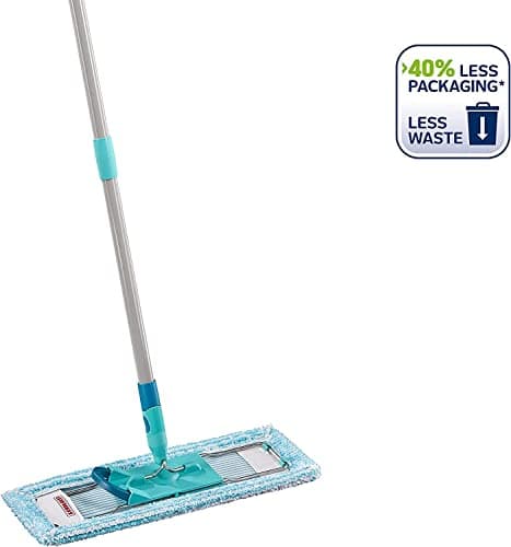 Leifheit Lave-sol Profi XL super soft manche en acier 146 cm, Balai microfibre housse super douce, Balai à plat 360°, Accessoire ménage idéal pour parquet, stratifié, pack écologique, Click-system