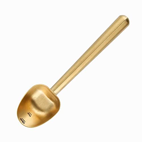 Easyworkz Cuillère à café en acier inoxydable à long manche creux, cuillère à mesurer pour café moulu et thé en vrac,Or en laiton