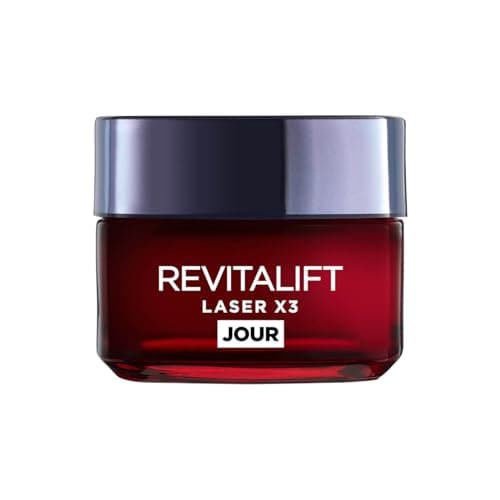 L'Oréal Paris - Soin Profond Visage Anti-Âge - Crème de Jour Triple Action - À l'Acide Hyaluronique, Pro-Rétinol & Vitamine C - Tous Types de Peau - Revitalift Laser X3 - 50 ml