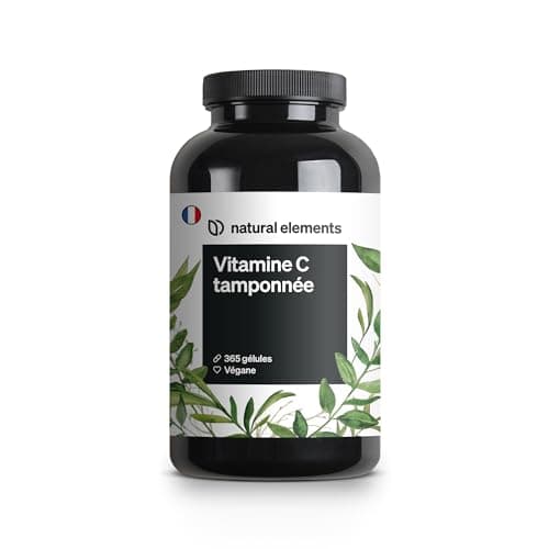 Vitamine C tamponnée 500 mg – 365 gélules véganes – produit doux pour l’estomac, pH-neutre, sans acide – issu de la fermentation de maïs sans OGM – fabriqué et contrôlé en laboratoire en Allemagne.