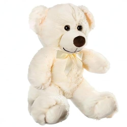 SNOWOLF Peluche d'ours Adorable Animal empaillé Oreiller poupée d'ours Cadeau d'enfant garçon Fille Anniversaire Noël Saint Valentin (13.7In/35CM,Cream)