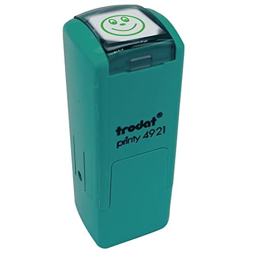 Kit de tampons pour évaluation scolaire - Trodat - 3 Tampons à encrage automatique rechargeables - Smiley pour encourager les élèves - Taille de l'empreinte : 10x10 mm - Couleur : bleu, rouge et vert