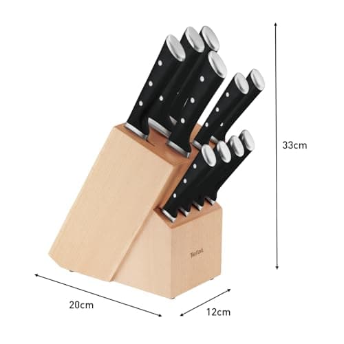 TefaI Ice Force Ensemble 11 pièces Bloc couteaux de cuisine + 10 couteaux, Lames en acier inoxydable allemand, Garantie 10 ans, Coupe et tranchant haute performance K232SA14