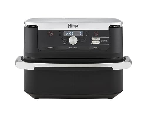 NINJA Foodi FlexDrawer Air Fryer 2 Compartiments Avec Séparateur Amovible, Grande Capacité 10.4L, Air Fryer 7-en-1, Max 240°C, Pièces Antiadhésives Amovibles Lavables Au Lave-Vaisselle, Noir