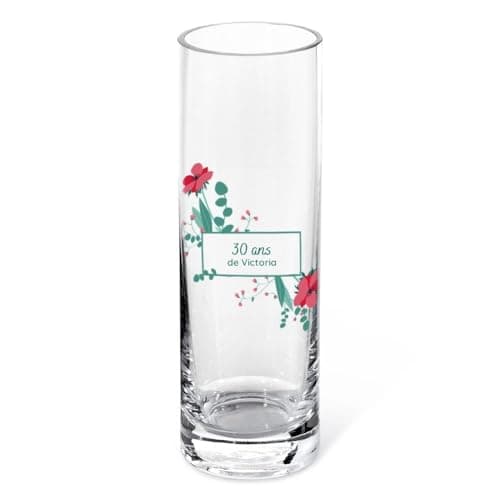 CADEAUX.COM - Vase Cylindrique Personnalisable pour Femme de 30 Ans - Vase Personnalisé - Message Personnalisable - Cadeau Anniversaire - Cadeau Femme