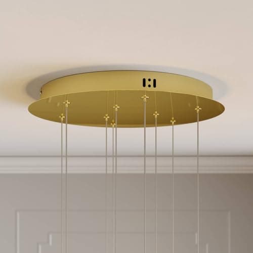 LED Suspension en verre Hayley (Moderne) Doré Métal e. a. pour Salon & Salle à manger (à 9 lampes,), Luminaire, Lampe plafond, Luminaire Plafonnier, Suspendue