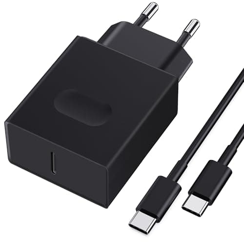 45W Chargeur USB C Secteur Charge Rapide pour Samsung Galaxy S24/S23/S22/S21 Ultra/S20/S20+/Note 20/10/9/8/A73/A53/A52/S10/S9 et 2M Câble, Nanaisse Adaptateur Type C Mural Alimentation Prise Noir