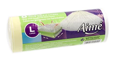 Aimé | Sacs Hygièniques Pour Litière Chat x8 Format Universel 50x38.5 cm | Sacs pour Bac à Litière avec Poignées Refermables pour le Bien-Être de votre Chat