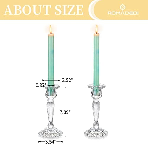 Romadedi Chandelier Bougeoir Verre Mariage - Lot de 2 Bougeoir Decoratif Transparent pour Noel Decoration Maison, Supports pour Bougies Coniques Centre de Table Salon Chambre 18cm