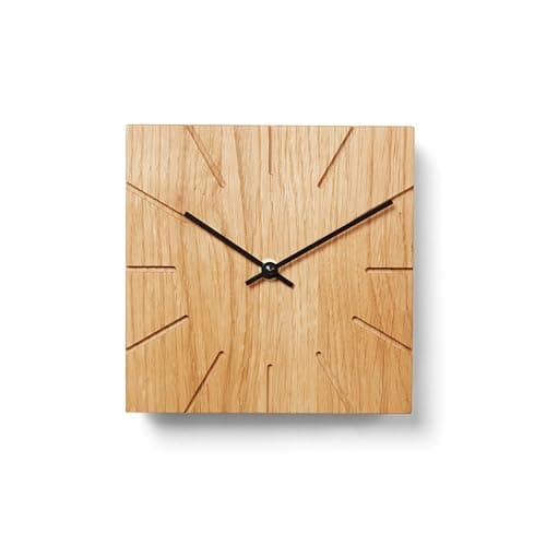 Natuhr Horloge de Table Murale en Bois de chêne - Beam - 17 x 17 cm (Aiguilles Noires en chêne huilé, Mouvement à Quartz)