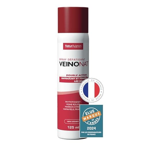 Laboratoire NaturAvignon Veinonat circulation sanguine jambes | Aide à soulager les effets de jambes lourdes | vigne rouge + 8 actifs naturels | crème jambes lourdes massage et relaxation spray 125mL