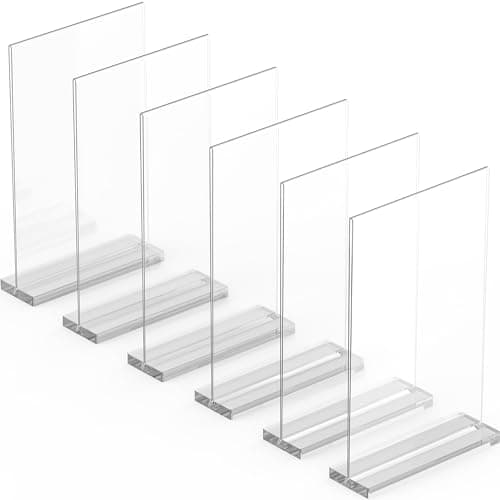 Lot de 6 porte-affiches en acrylique A4 – Élégants et polyvalents – Bords polis – Affichage double face – Écran en plexiglas – Idéal pour les photos, panneaux, menus et présentations de table
