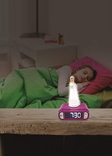 Lexibook- Veilleuse Reine des Neiges 2, Elsa Lumineuse, Effets sonores Disney Frozen, Réveil pour Enfant, Snooze, Couleur Bleue, RL800FZ, Bleu