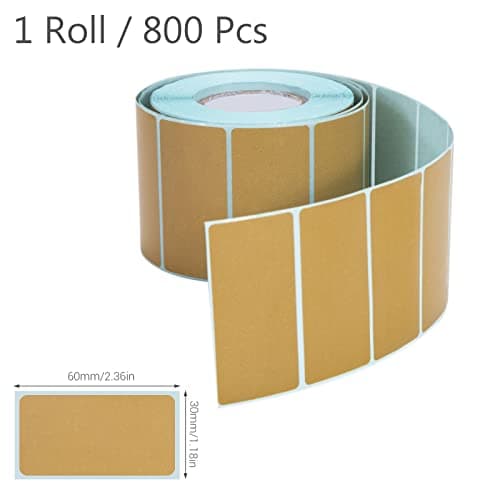 Étiquettes Autocollantes 800 Pièces Cuisine Bureau Thermiques Vierges Étiquettes d'adresse pour Confiture Bouteilles Dossier Emballages Cadeaux 60x30mm Brun