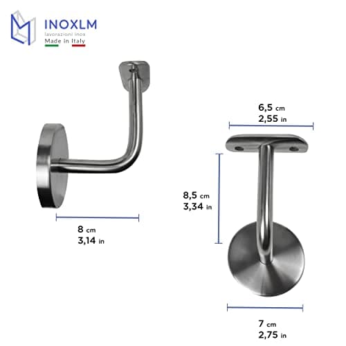 INOXLM Main Courante pour escalier en Acier Inoxydable AISI 304 ⌀ 33,7 mm, Rampe escalier Finition Satinée Fabriqué en Italie, Garde corps escalier pour Intérieur et Extérieur (300cm)