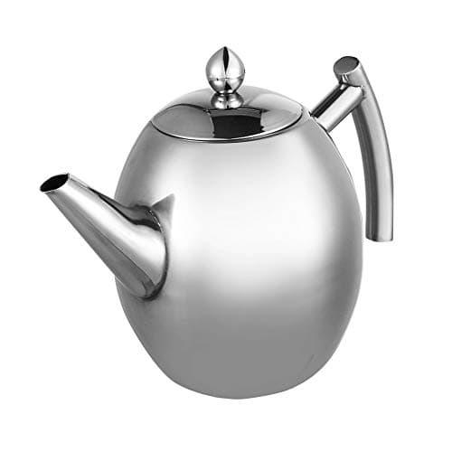 Wytino Cafetière en Acier Inoxydable, Ensemble de théière en Acier Inoxydable avec Filtre et Couvercle pour infuseur, Pot de diffuseur Grande capacité pour thé en Vrac, thé Vert(1L)